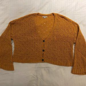 Cropped Orange Knit Cardigan